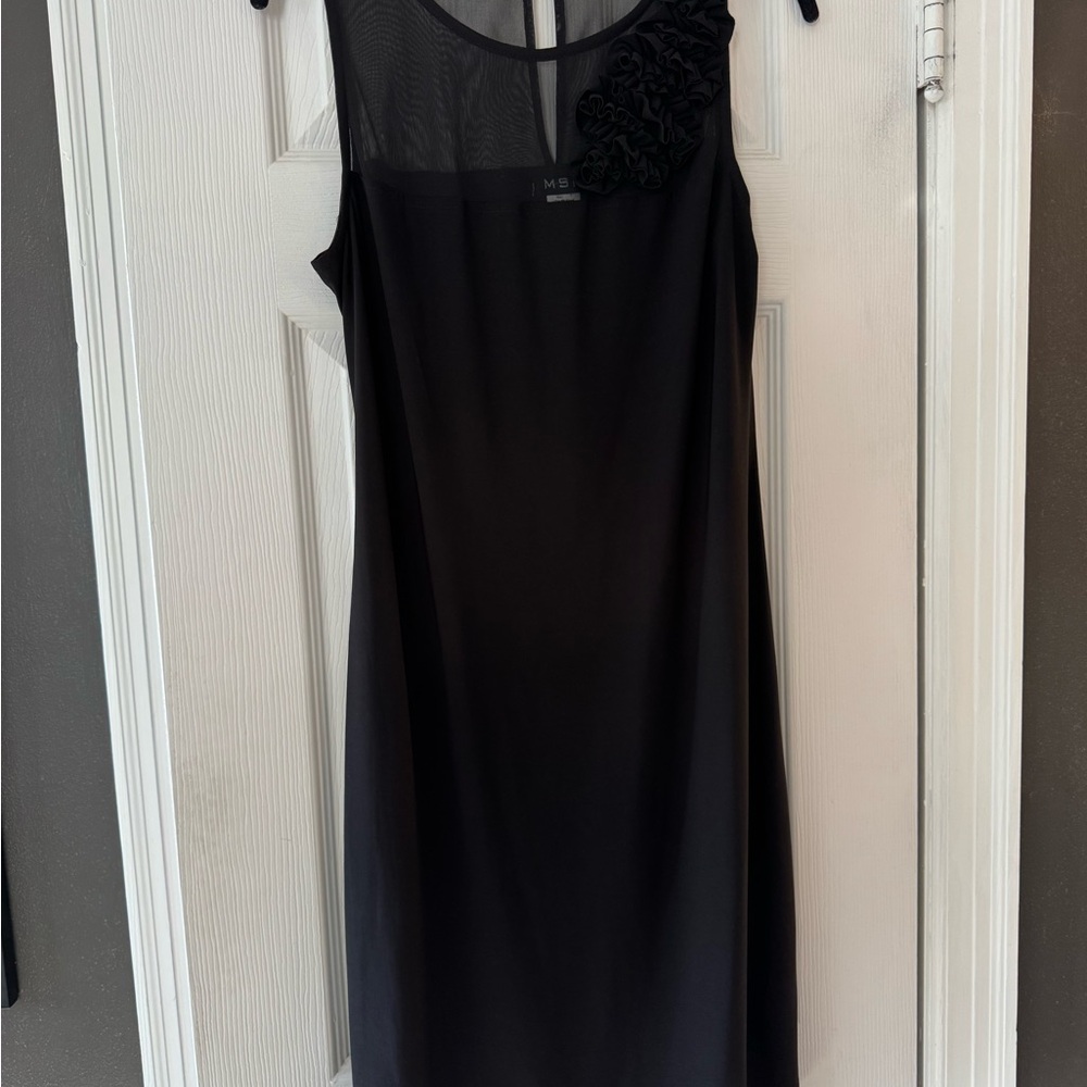 MSK Elegant Black Midi Dress with Sheer Detail